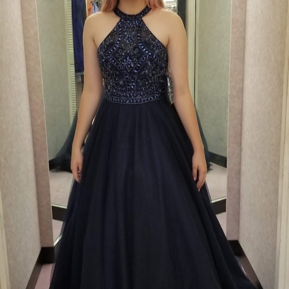 Brand new navy blue ballroom prom dress!